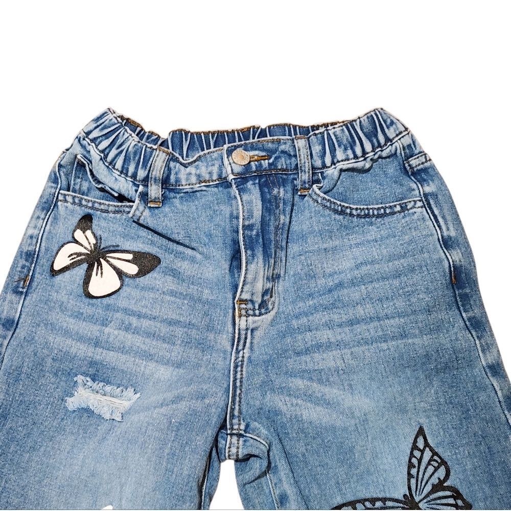 Shein Floral and Butterfly Embroidered Jeans - Size 12/13 Teen - Picture 6 of 8